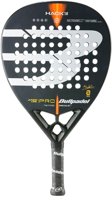 Pala de pádel Bullpadel Hack Jr, diseñada para jóvenes jugadores en crecimiento.