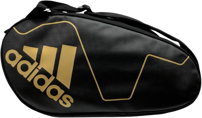 Paletero de pádel Adidas Carbon Control en negro y dorado, con gran capacidad y compartimento térmico para proteger palas