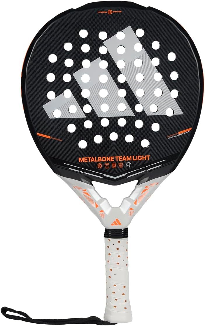 Palas de Pádel Adidas 9 Pala de pádel adidas Metalbone Team Light, negra/blanca con detalles naranja